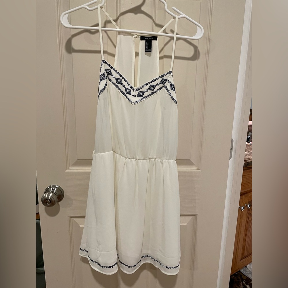Forever 21 White Mini Dress with Navy Details